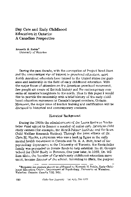 (PDF) Day care and early childhood education in ontario: A canadian ...