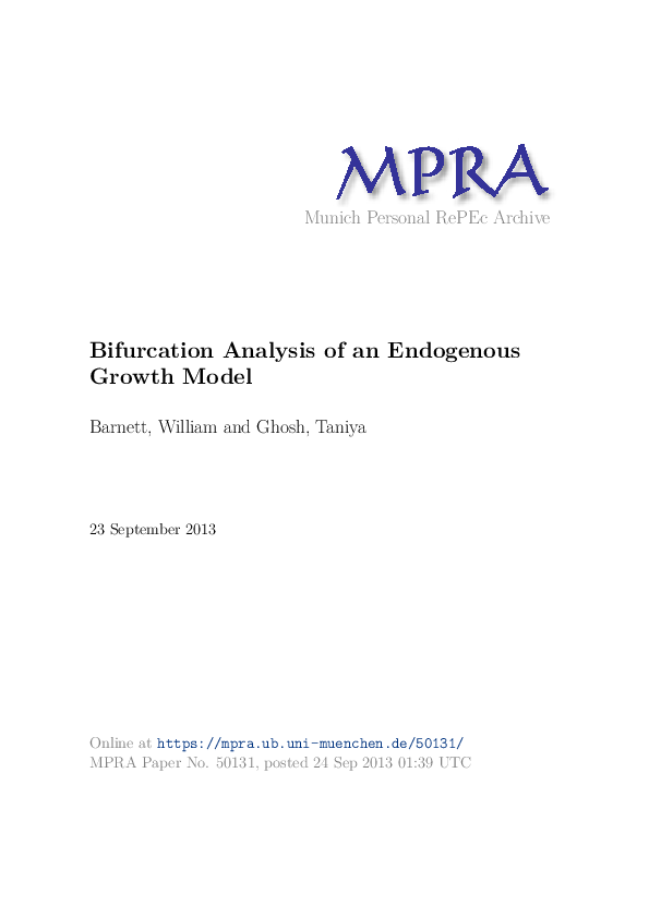 (PDF) Bifurcation analysis of an endogenous growth model