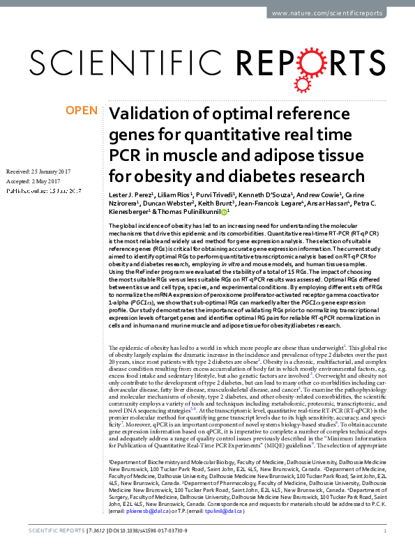 (PDF) Validation of optimal reference genes for quantitative real time ...