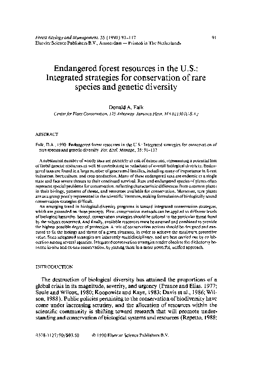 (PDF) Endangered forest resources in the U.S.: Integrated strategies ...