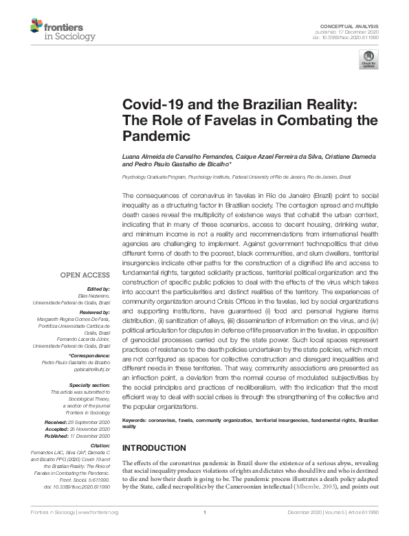 (PDF) Covid-19 and the Brazilian Reality: The Role of Favelas in ...