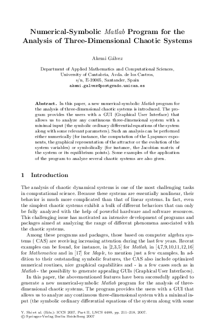 (PDF) Numerical-Symbolic Matlab Program for the Analysis of Three ...