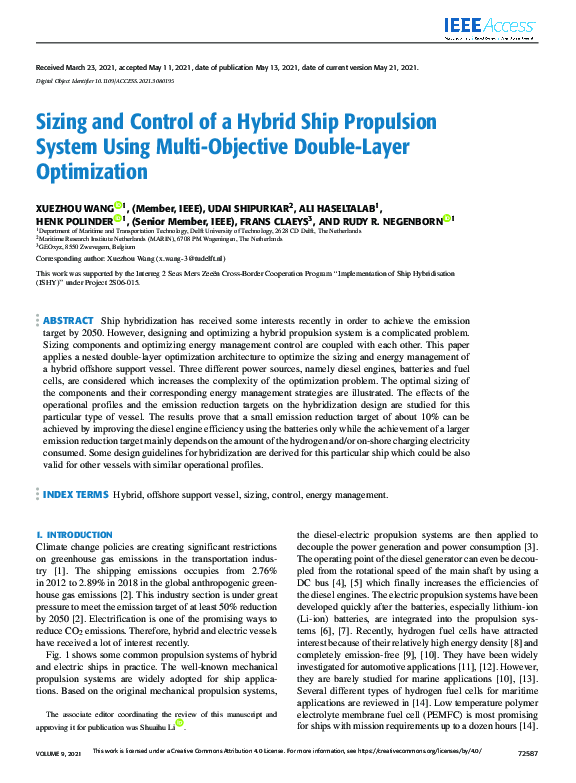 (PDF) Sizing and Control of a Hybrid Ship Propulsion System Using Multi ...