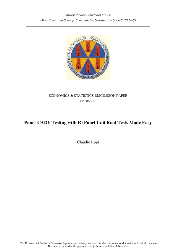 (PDF) Panel-CADF Testing with R: Panel Unit Root Tests Made Easy