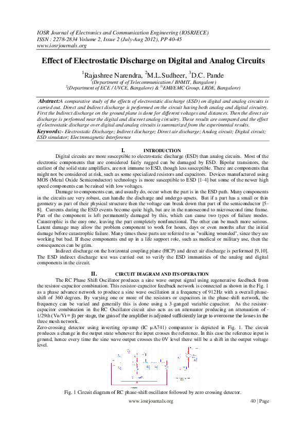 (PDF) Effect of Electrostatic Discharge on Digital and Analog Circuits