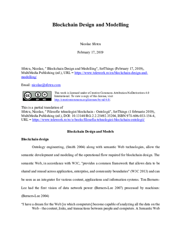 (PDF) Blockchain Design and Modelling