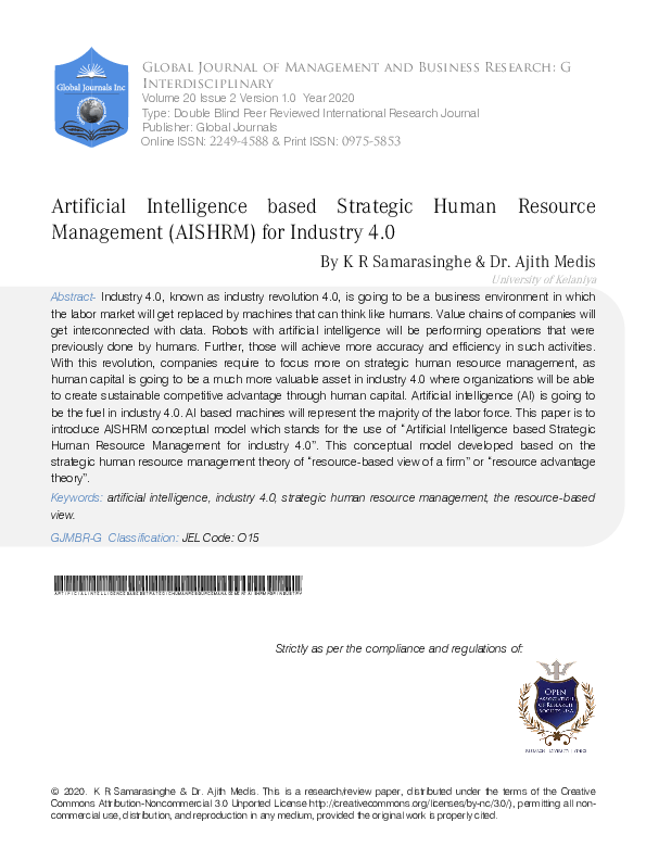 (PDF) Artificial Intelligence Based Strategic Human Resource Management ...