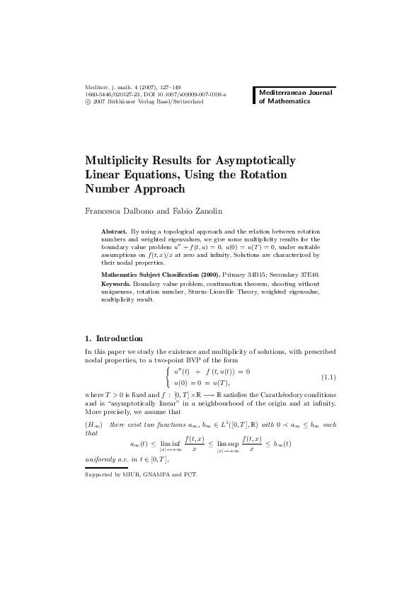 (PDF) Multiplicity Results for Asymptotically Linear Equations, Using ...