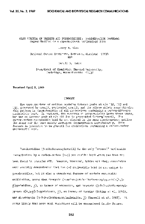 (PDF) Mass spectra of uridine and pseudouridine: Fragmentation patterns ...