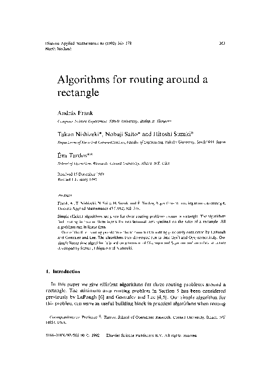 (PDF) Algorithms for routing around a rectangle