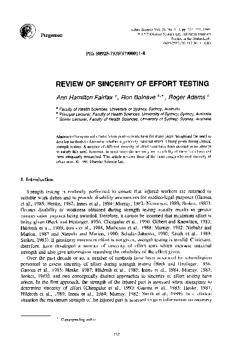 (PDF) Review of sincerity of effort testing