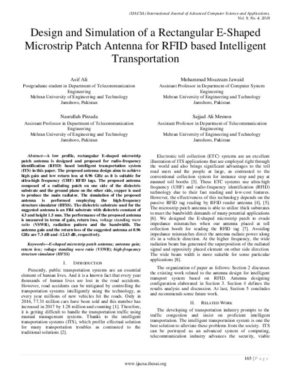 (PDF) Design and Simulation of a Rectangular E-Shaped Microstrip Patch ...