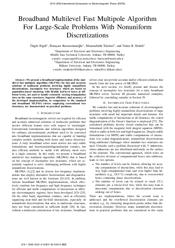 (PDF) Broadband multilevel fast multipole algorithm for large-scale ...