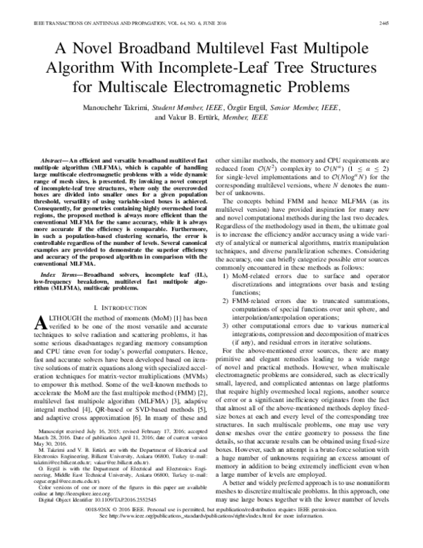 (PDF) A Novel Broadband Multilevel Fast Multipole Algorithm with ...