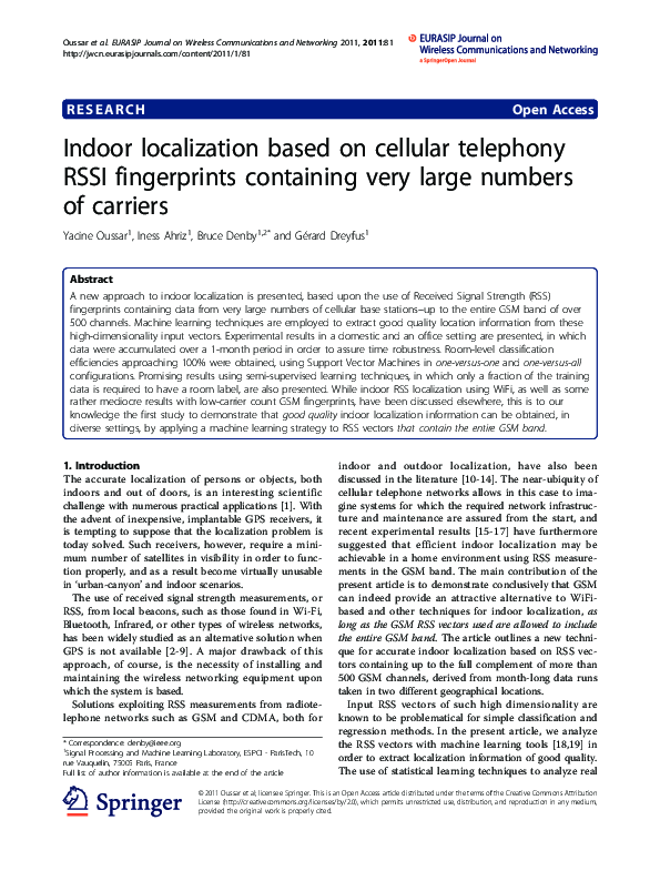 (PDF) Indoor localization based on cellular telephony RSSI fingerprints ...