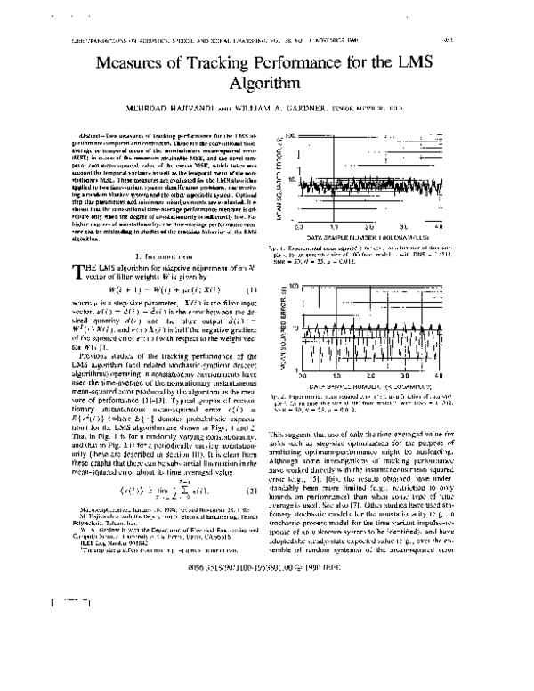(PDF) Measures of tracking performance for the LMS algorithm