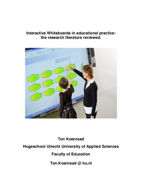 (PDF) Interactive Whiteboards in educational practice: the research ...