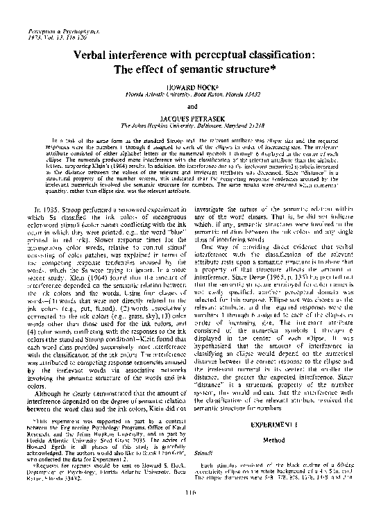 (PDF) Verbal interference with perceptual classification: The effect of ...