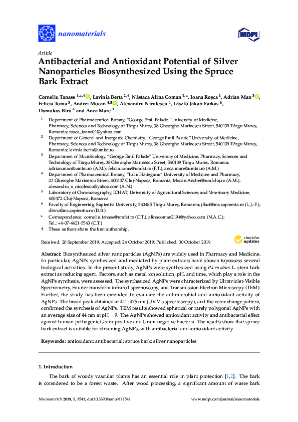 (PDF) Antibacterial and Antioxidant Potential of Silver Nanoparticles ...