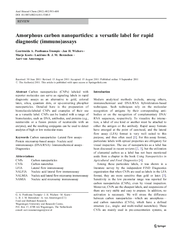 (PDF) Amorphous carbon nanoparticles: a versatile label for rapid ...