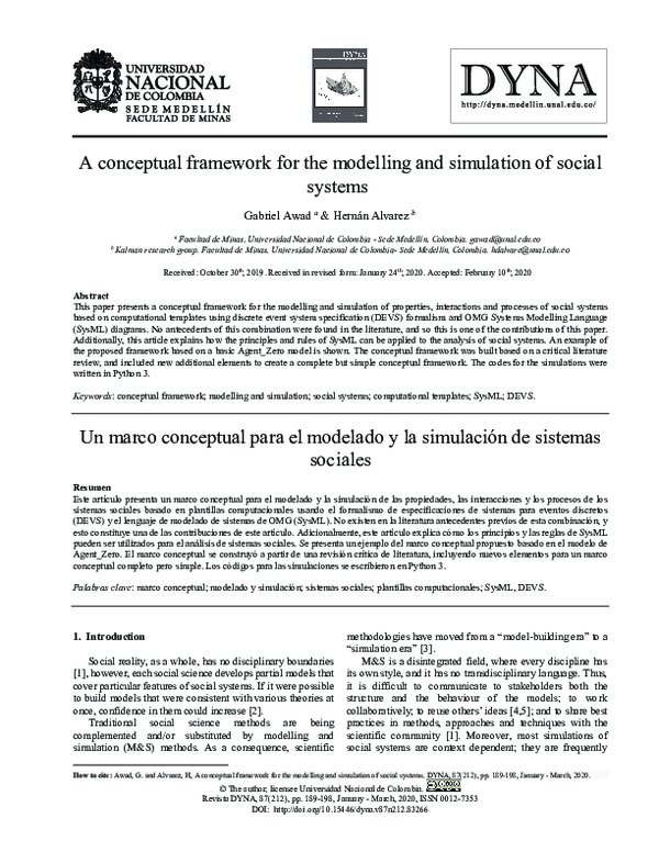 (PDF) A conceptual framework for the modelling and simulation of social ...