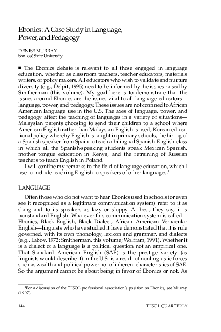 Ebonics in the classroom image