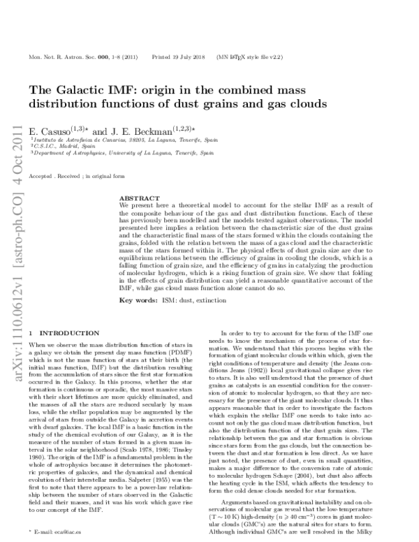(PDF) The Galactic initial mass function: origin in the combined mass ...