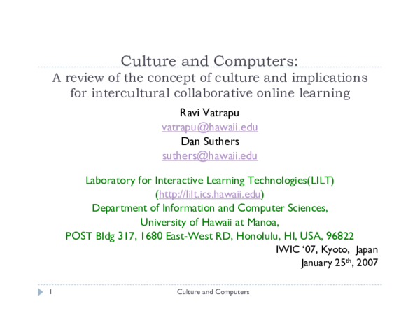  PDF Culture And Computers A Review Of The Concept Of Culture And Implications For 