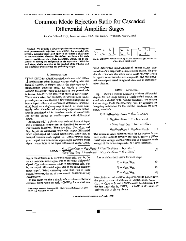 (PDF) Common mode rejection ratio for cascaded differential amplifier ...