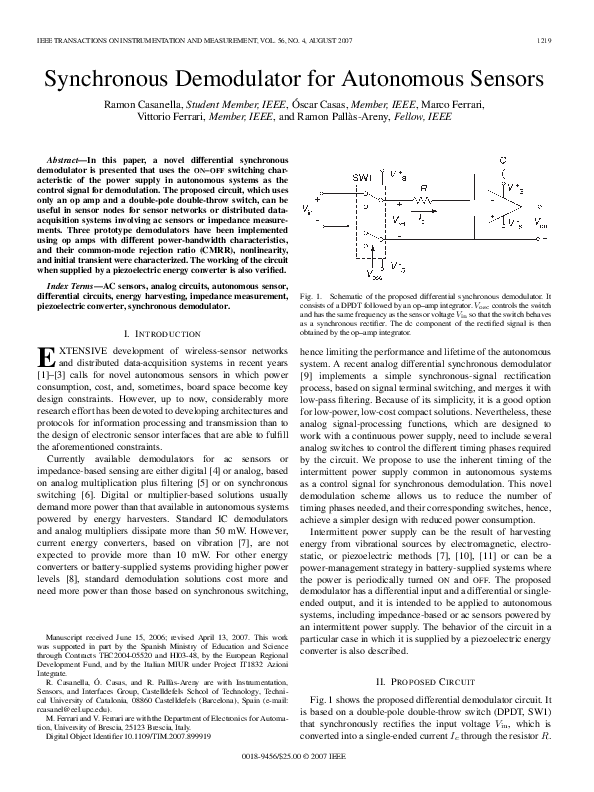 (PDF) Synchronous Demodulator for Autonomous Sensors