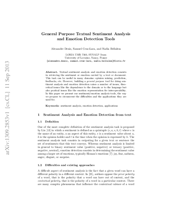 (PDF) General Purpose Textual Sentiment Analysis and Emotion Detection ...
