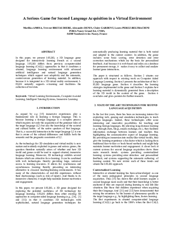 (PDF) A Serious Game for Second Language Acquisition in a Virtual ...