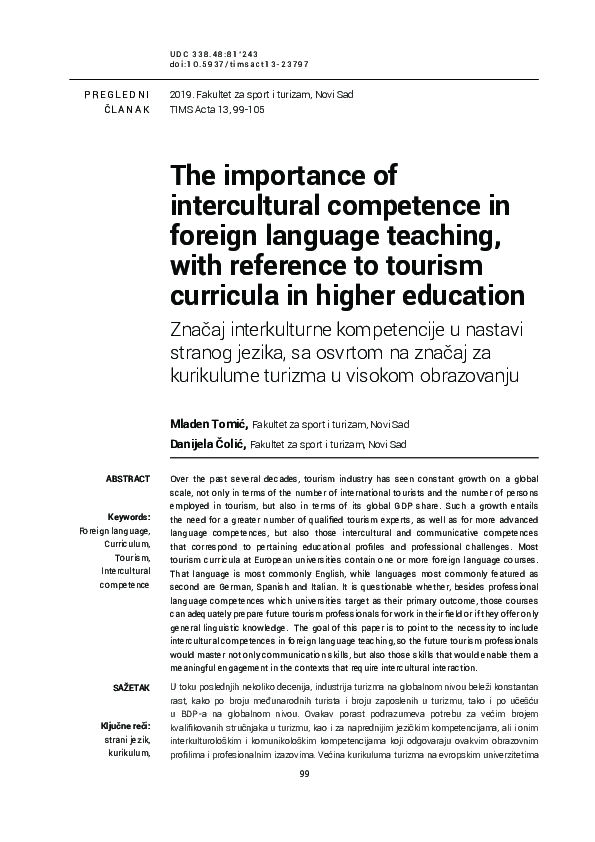 (PDF) The importance of intercultural competence in foreign language ...