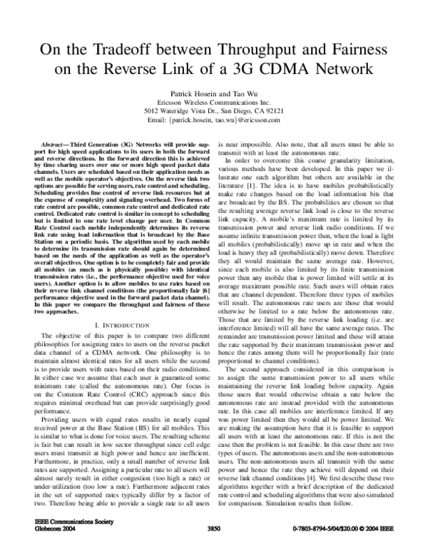 (PDF) On the tradeoff between throughput and fairness on the reverse ...