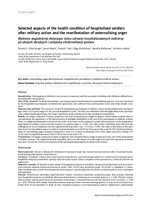 (PDF) Selected aspects of the health condition of hospitalised soldiers ...