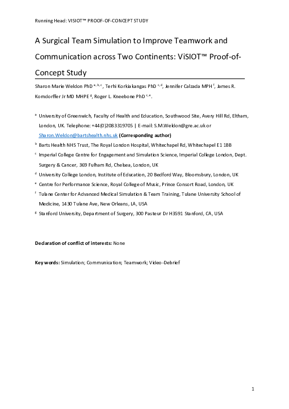 (PDF) A Surgical Team Simulation to Improve Teamwork and Communication ...