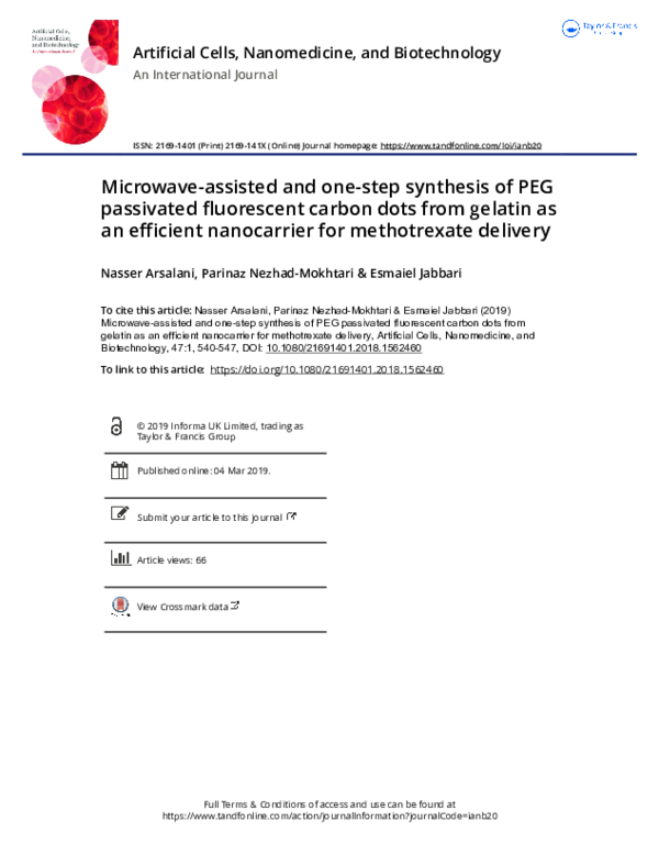 (PDF) Microwave-assisted and one-step synthesis of PEG passivated ...