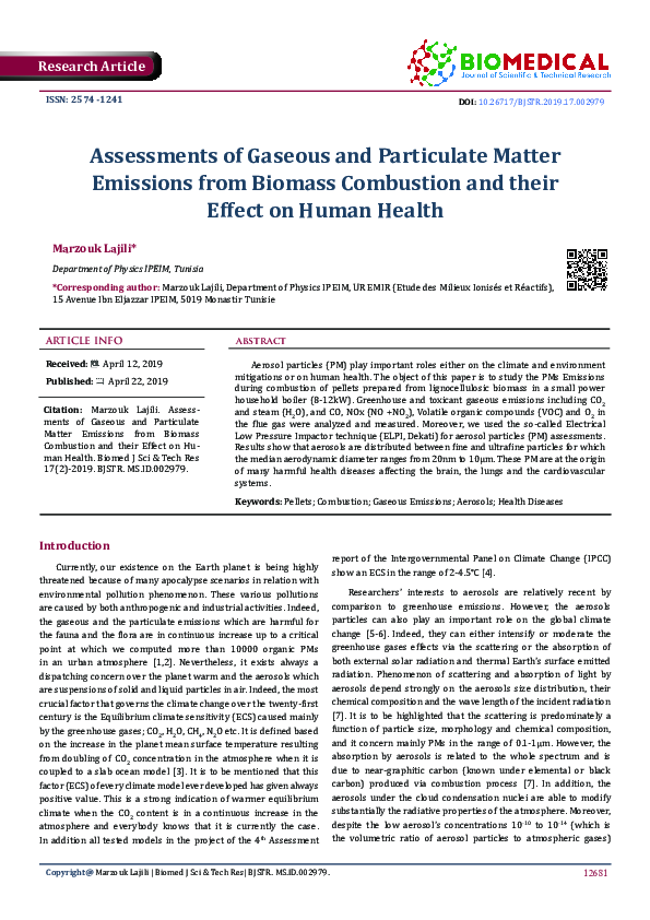 (PDF) Assessments of Gaseous and Particulate Matter Emissions from ...