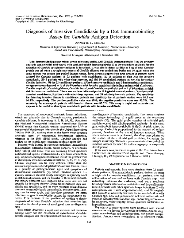 (PDF) Diagnosis of invasive candidiasis by a dot immunobinding assay ...