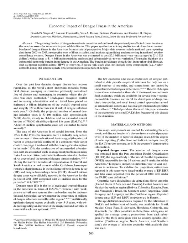 (PDF) Economic Impact of Dengue Illness in the Americas