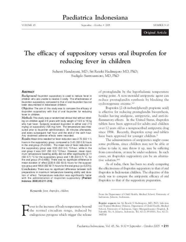 (PDF) The efficacy of suppository versus oral ibuprofen for reducing