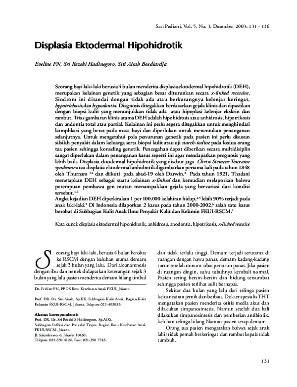 (PDF) Displasia Ektodermal Hipohidrotik