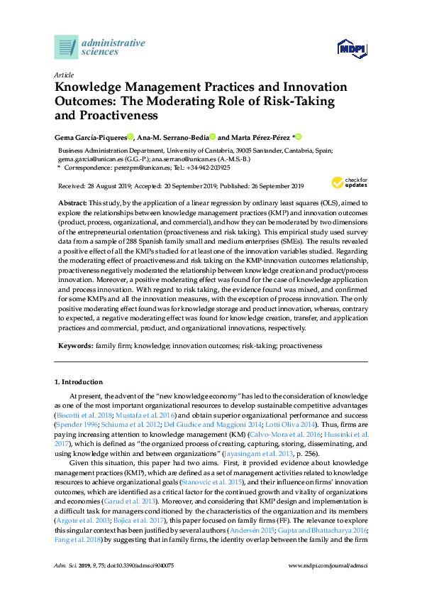 (PDF) Knowledge Management Practices And Innovation Activities Among ...