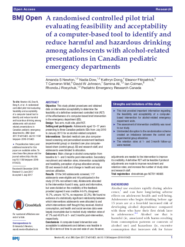 (PDF) A randomised controlled pilot trial evaluating feasibility and ...