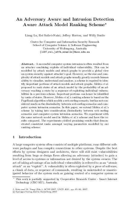 (PDF) An Adversary Aware and Intrusion Detection Aware Attack Model ...