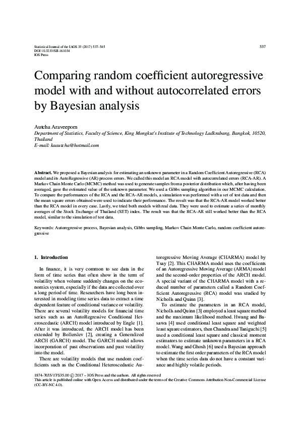 (PDF) Comparing random coefficient autoregressive model with and ...