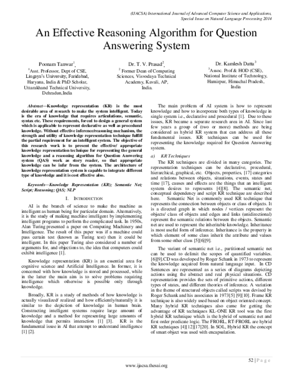 (PDF) An Effective Reasoning Algorithm for Question Answering System