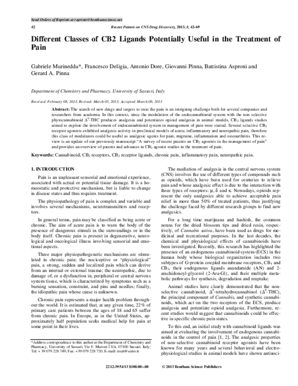 (PDF) Different Classes of CB2 Ligands Potentially Useful in the ...