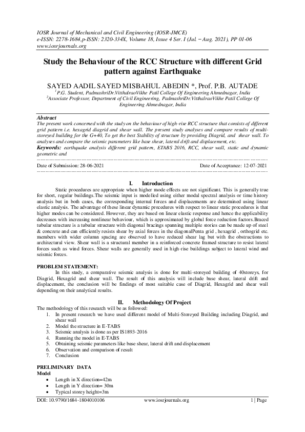 (PDF) Study the Behaviour of the RCC Structure with different Grid ...
