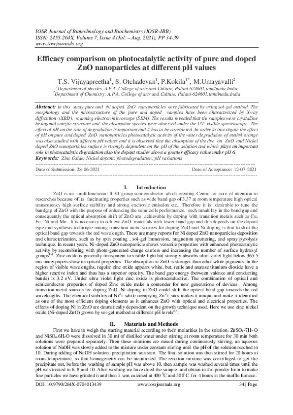 (PDF) Efficacy comparison on photocatalytic activity of pure and doped ...